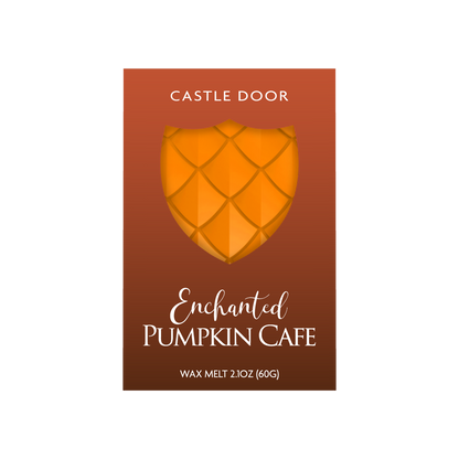 Enchanted Pumpkin Cafe dragonscale wax melt in orange Cozy Witch packaging