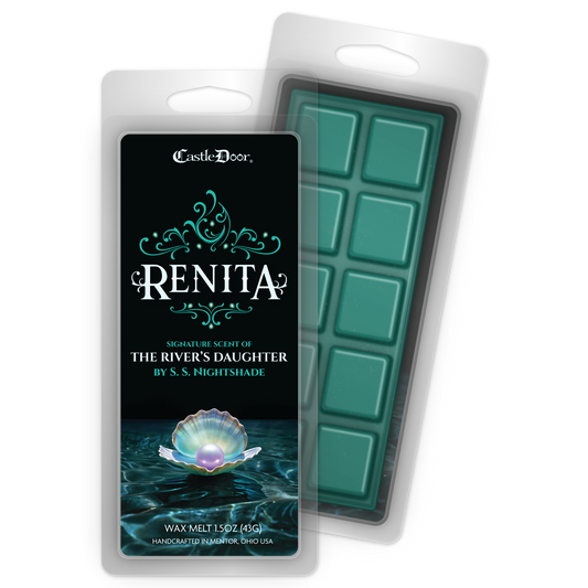 Renita signature wax melt inspired by The Rivers Daughter by S. S. Nightshade, with sea salt, rain, and lavender notes