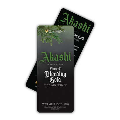Collectible Akashi character bookmark included with the Sins of Bleeding Gold wax melt