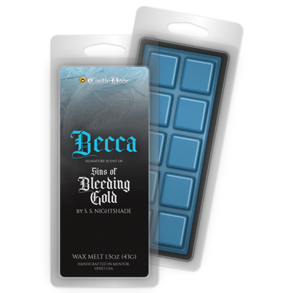 Becca character-inspired wax melt from Sins of Bleeding Gold, featuring icy notes, lavender, and vanilla