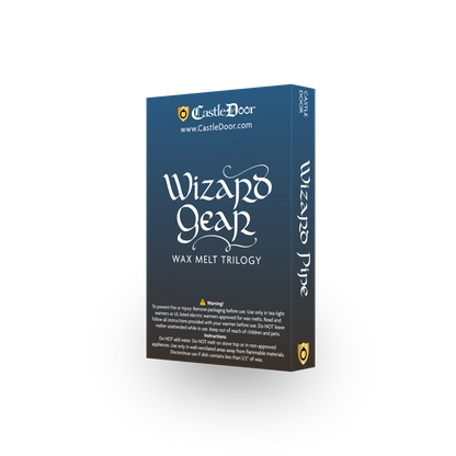 Back of Wizard Gear wax melt trilogy box with product information