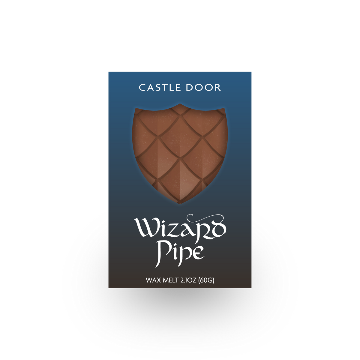Wizard Pipe dragonscale wax melt in blue box with copper shield window